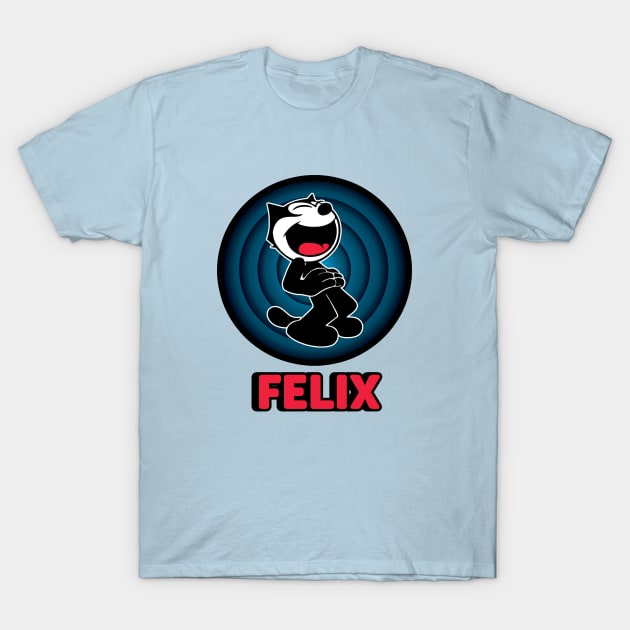 Felix the Cartoon | Cat Arms Outstretched Red Vintage Retro T-Shirt by VogueTime